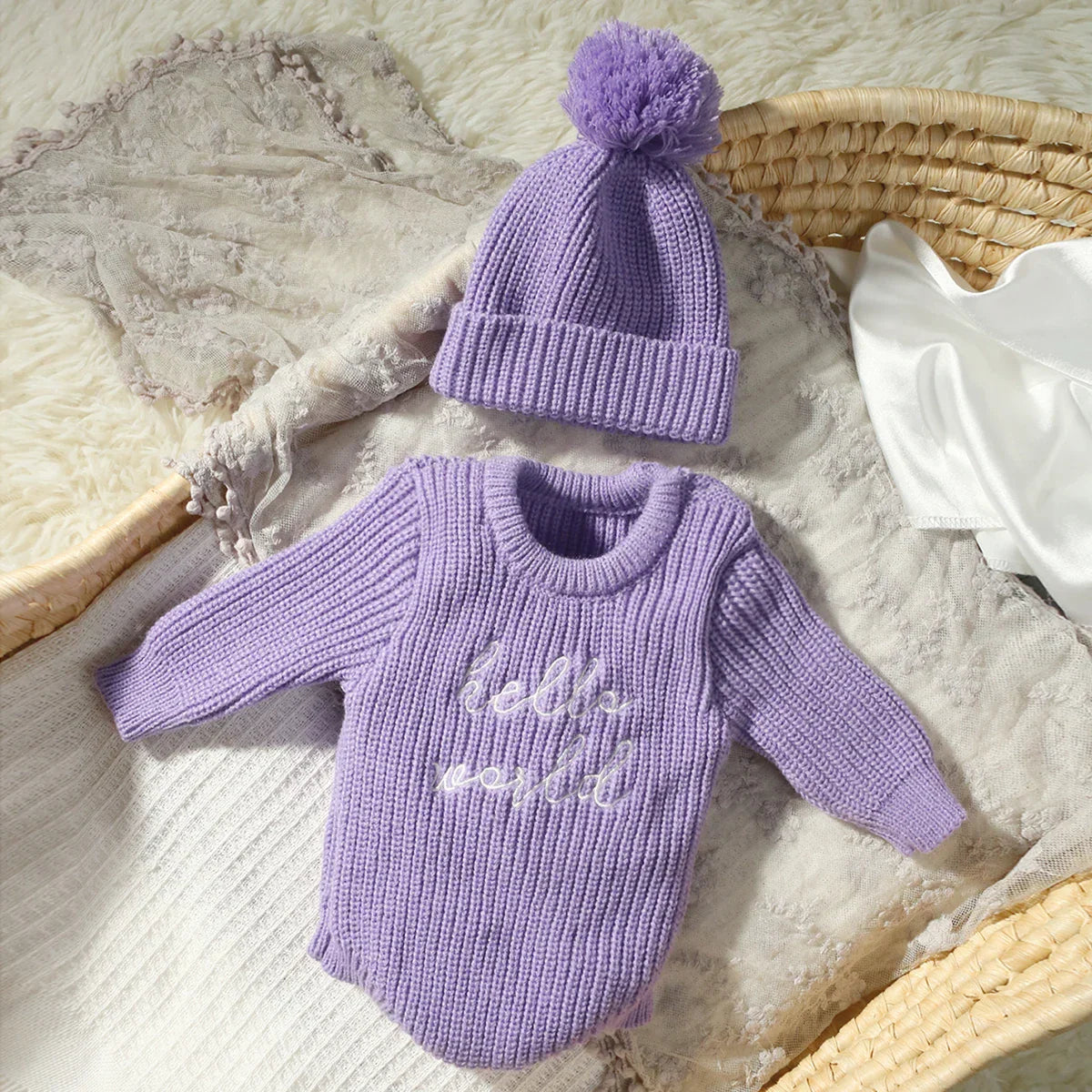 Bambino's Knitted Romper And Hat Set