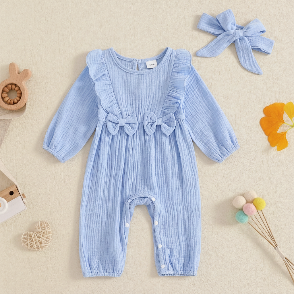 Bambino's Colorful Romper And Bow Set