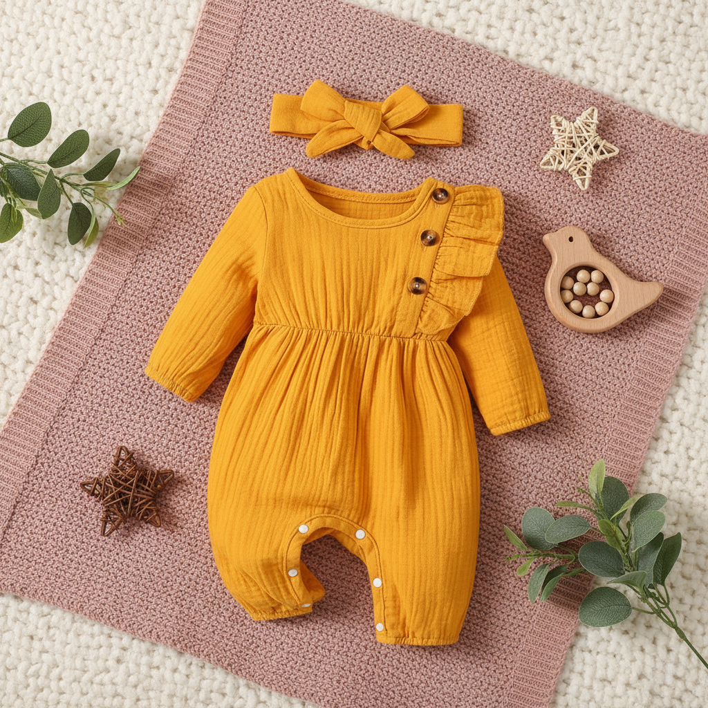 Bambino's Vintage Romper And Bow Set