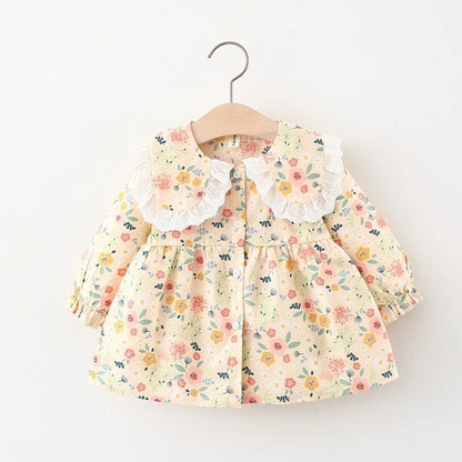 Bambino's Floral Dress Whiteh Lace Collar