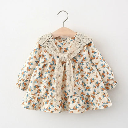 Bambino's Floral Dress Whiteh Lace Collar