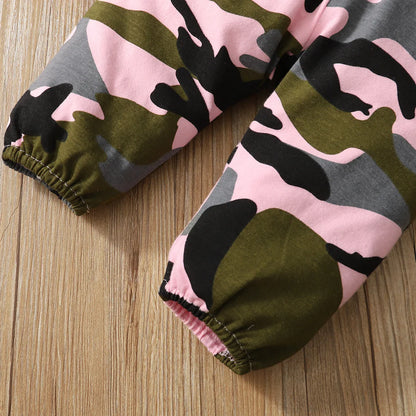 Bambino's Camouflage Romper Pants And Bow Set