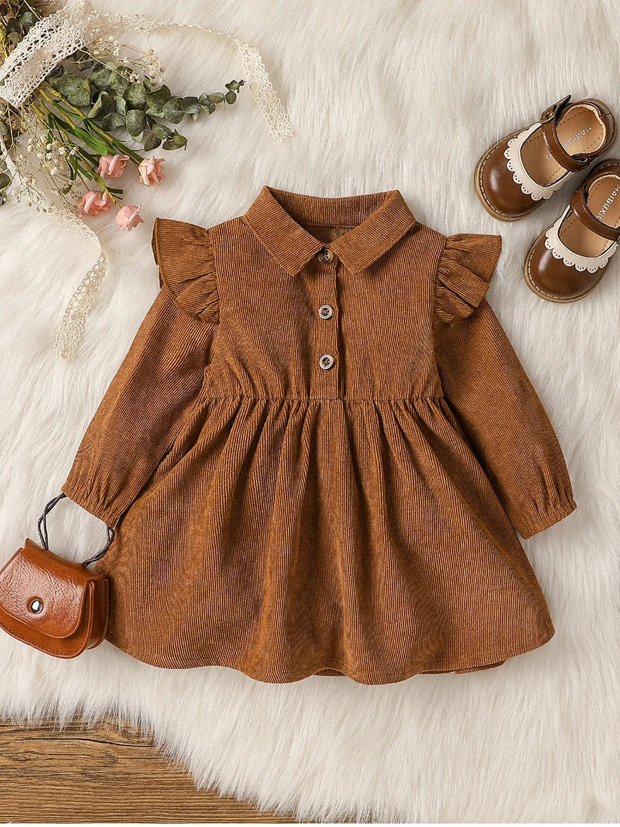 Bambino's Corduroy Dress Whiteh Collar