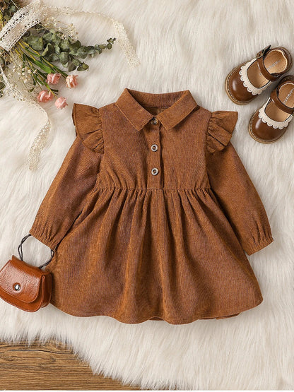 Bambino's Corduroy Dress Whiteh Collar