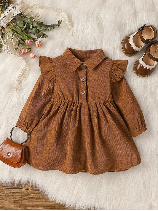 Bambino's Corduroy Dress Whiteh Collar