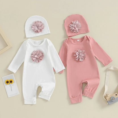Bambino's Floral Romper And Hat Set