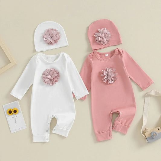 Bambino's Floral Romper And Hat Set