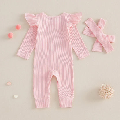 Bambino's Ribbed Romper Whiteh Bow Set