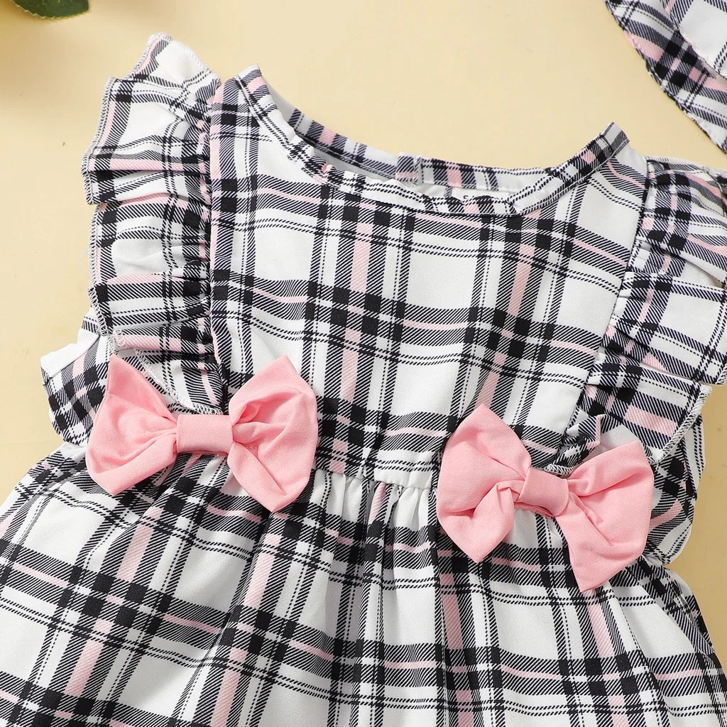 Bambino's Checkered Romper And Hat Set