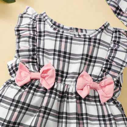 Bambino's Checkered Romper And Hat Set