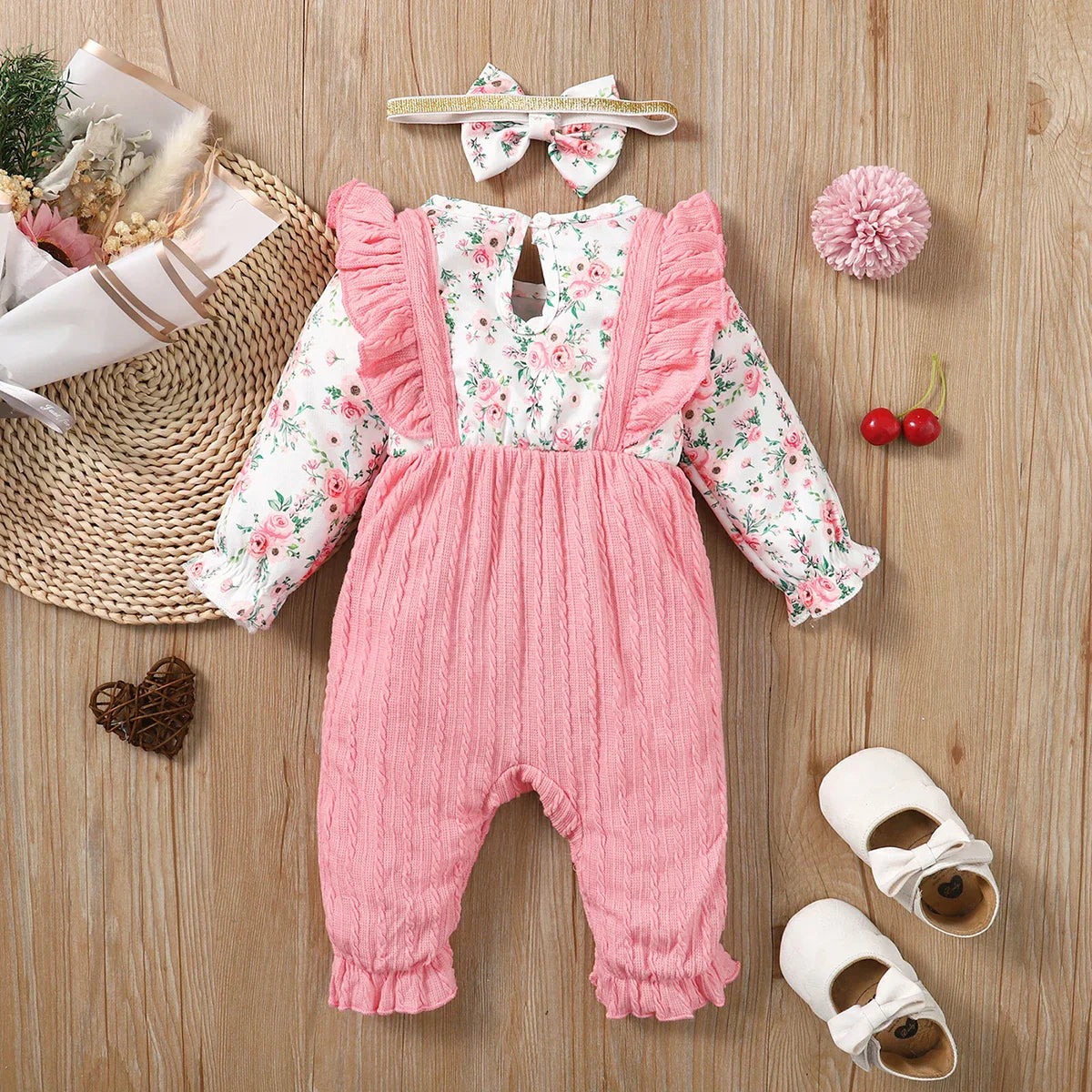 Bambino's Floral Romper And Headband Set