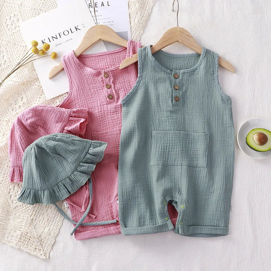 Bambino's Romper And Beach Hat Set