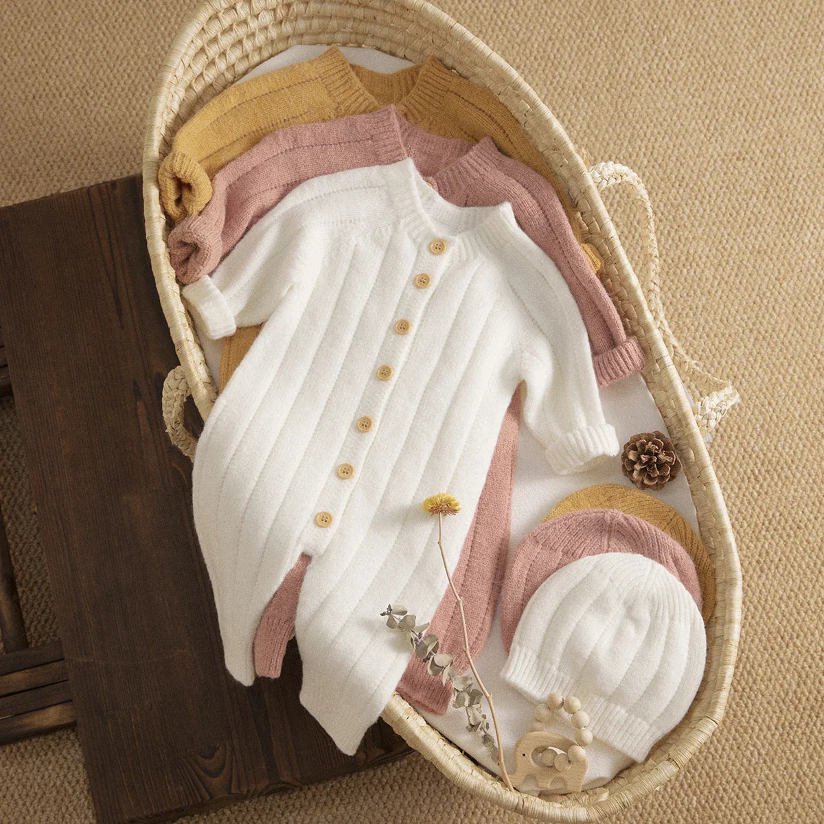 Bambino's Knitted Romper And Hat Set