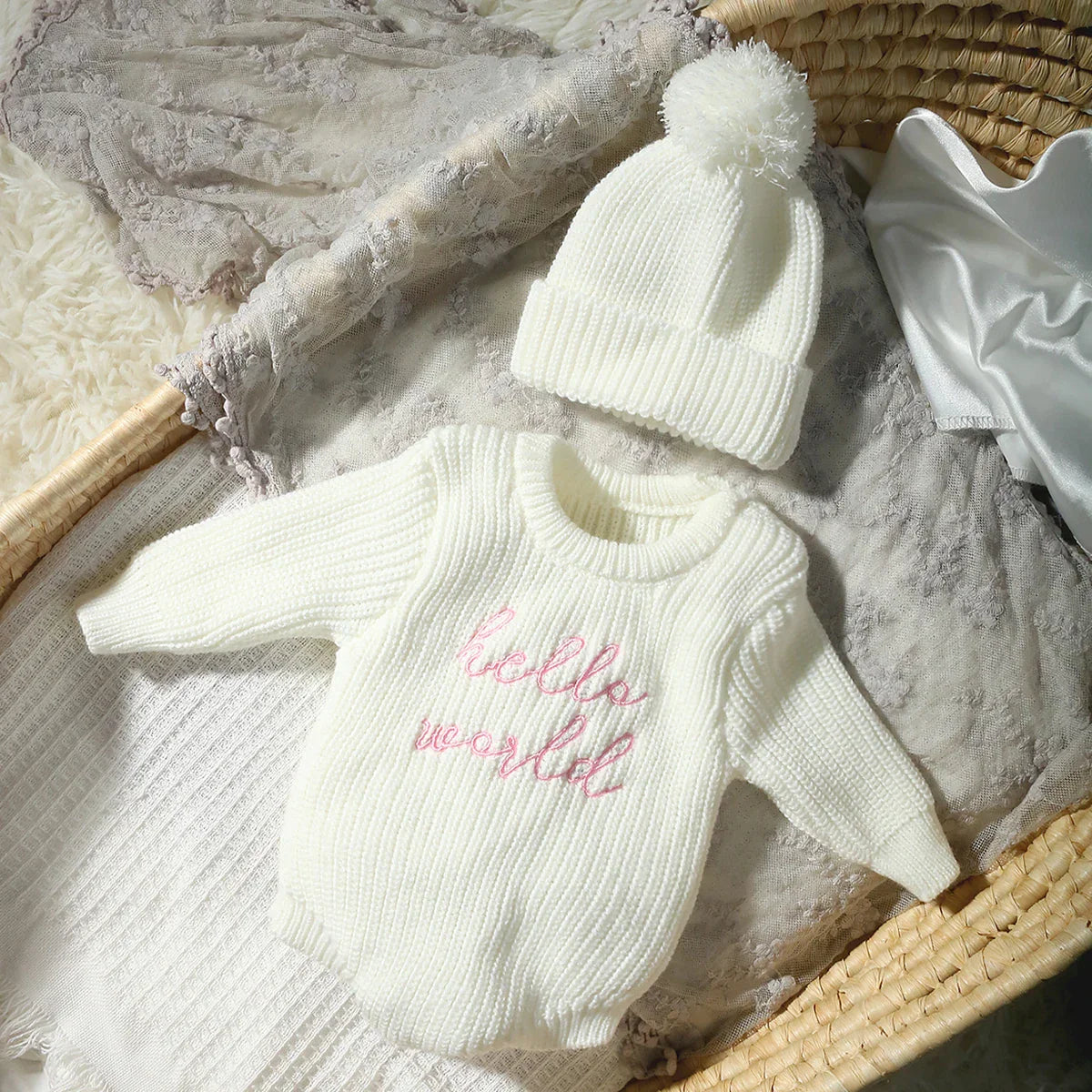 Bambino's Knitted Romper And Hat Set
