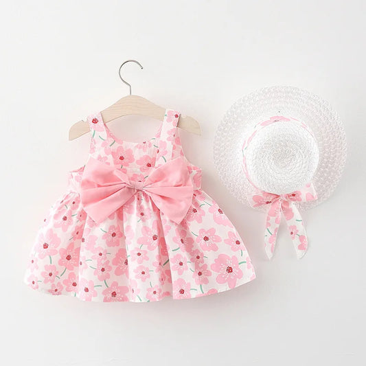 Bambino's Cute Dress And Hat Set
