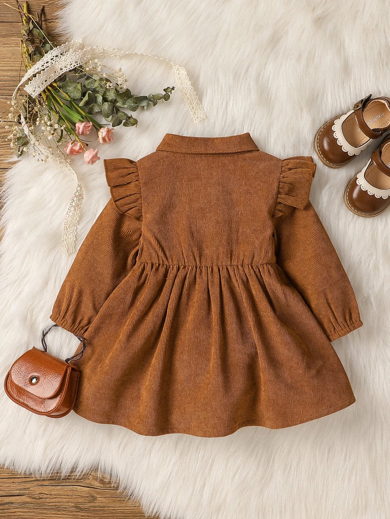 Bambino's Corduroy Dress Whiteh Collar