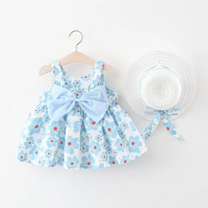 Bambino's Cute Dress And Hat Set