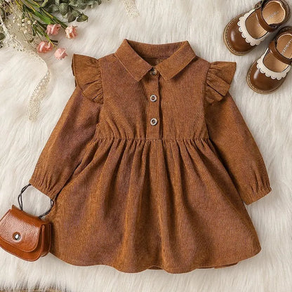 Bambino's Corduroy Dress Whiteh Collar