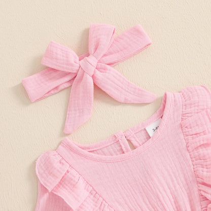 Bambino's Colorful Romper And Bow Set