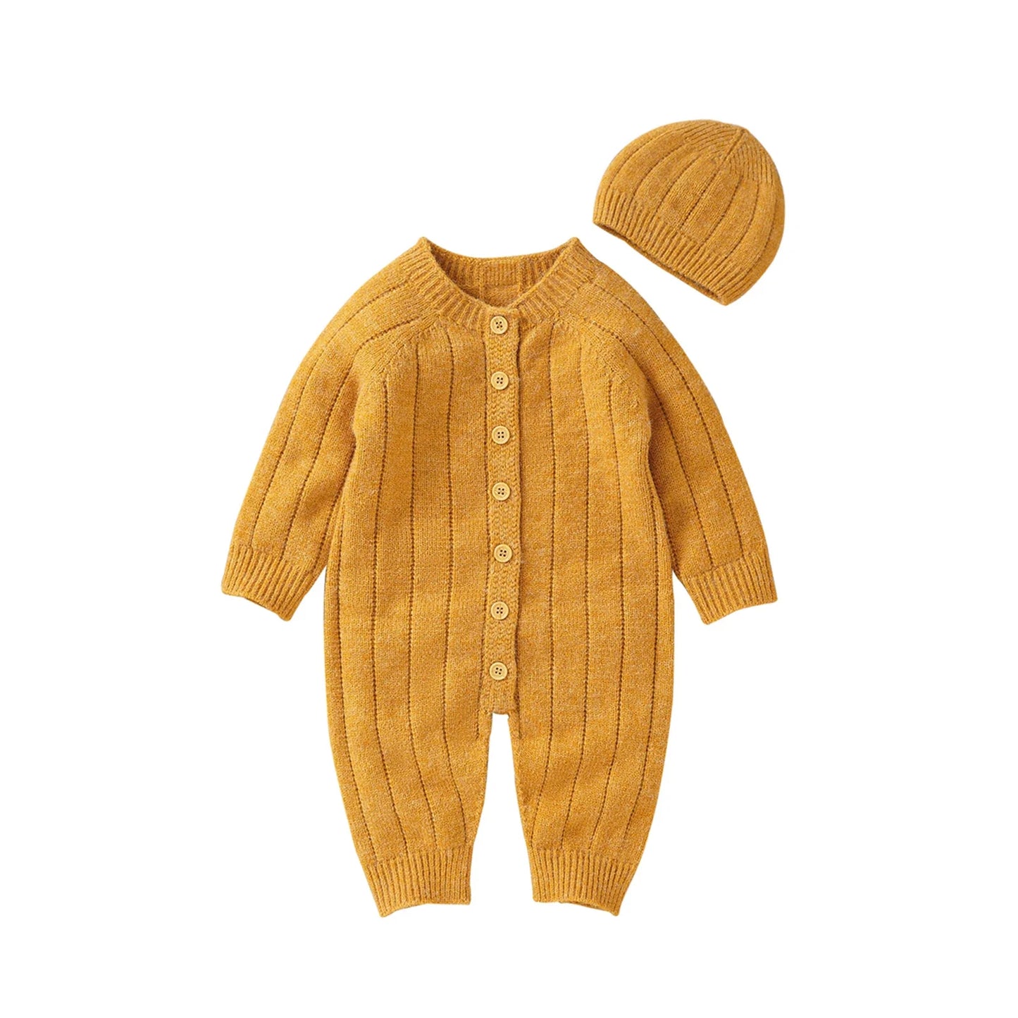 Bambino's Knitted Romper And Hat Set