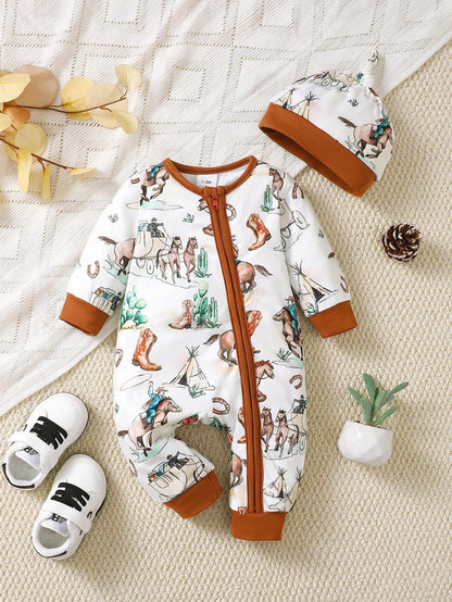Bambino's Romper And Hat Set