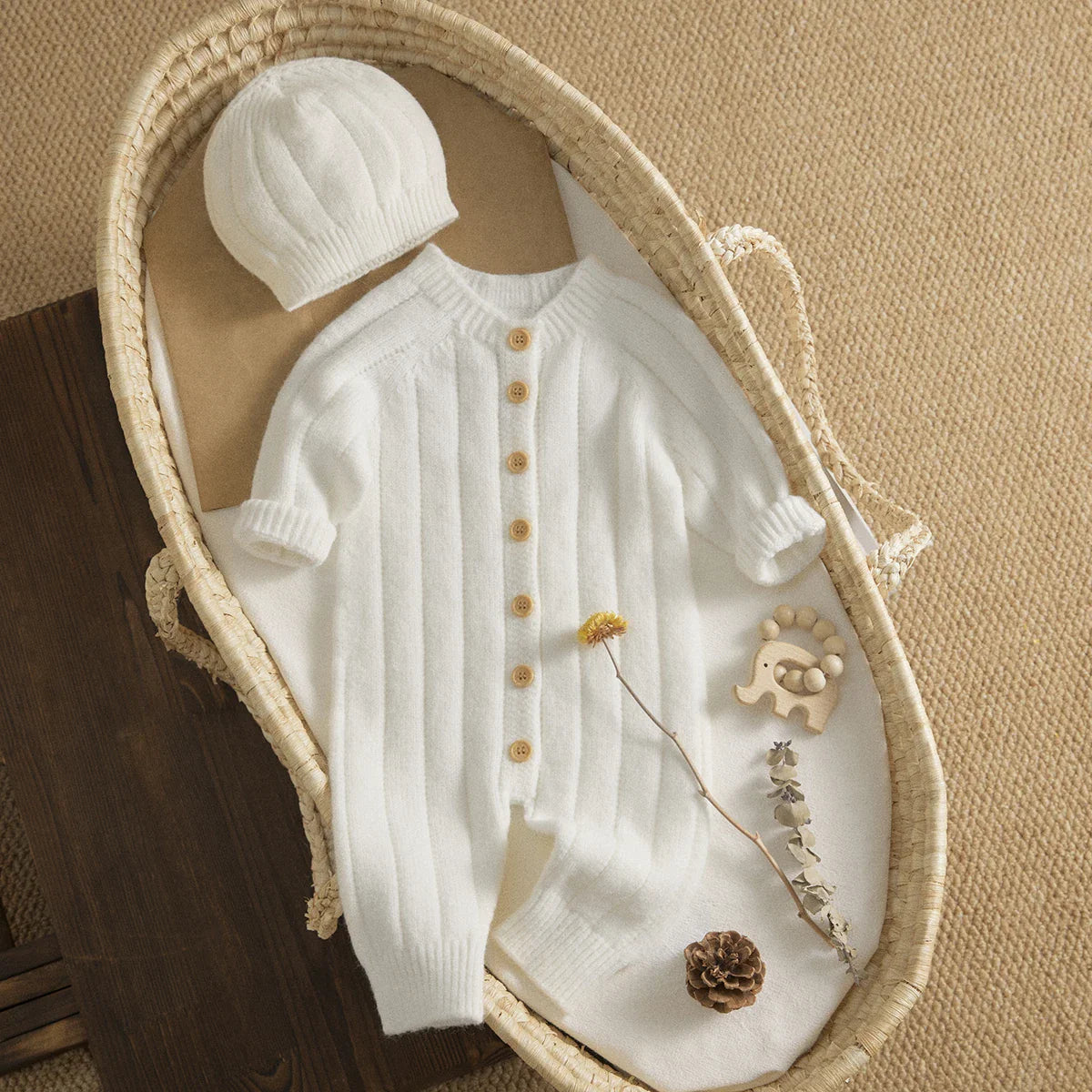 Bambino's Knitted Romper And Hat Set