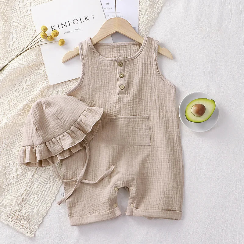 Bambino's Romper And Beach Hat Set
