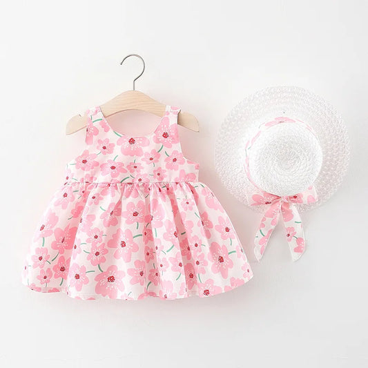Bambino's Cute Dress And Hat Set
