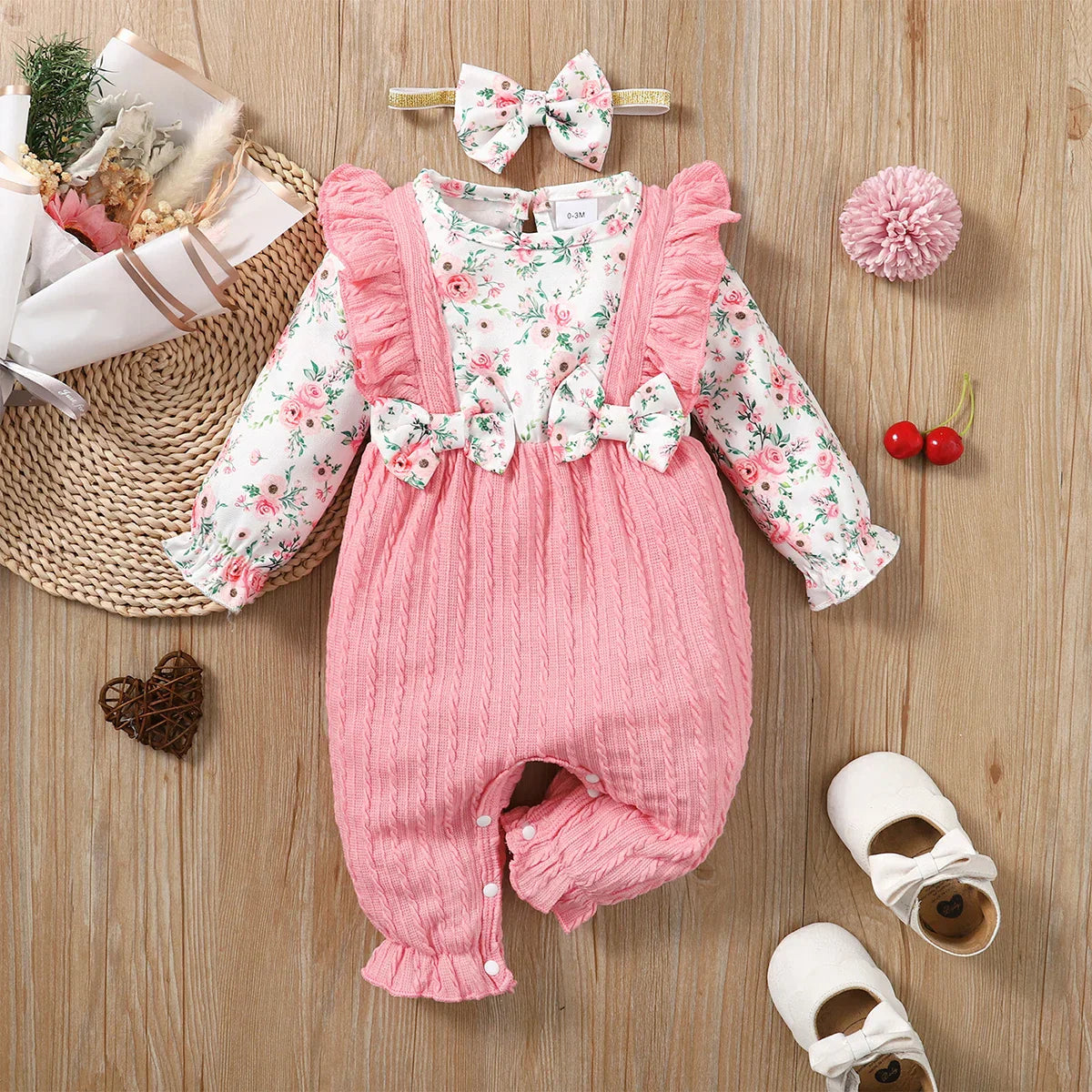 Bambino's Floral Romper And Headband Set