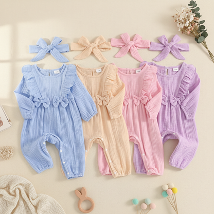 Bambino's Colorful Romper And Bow Set