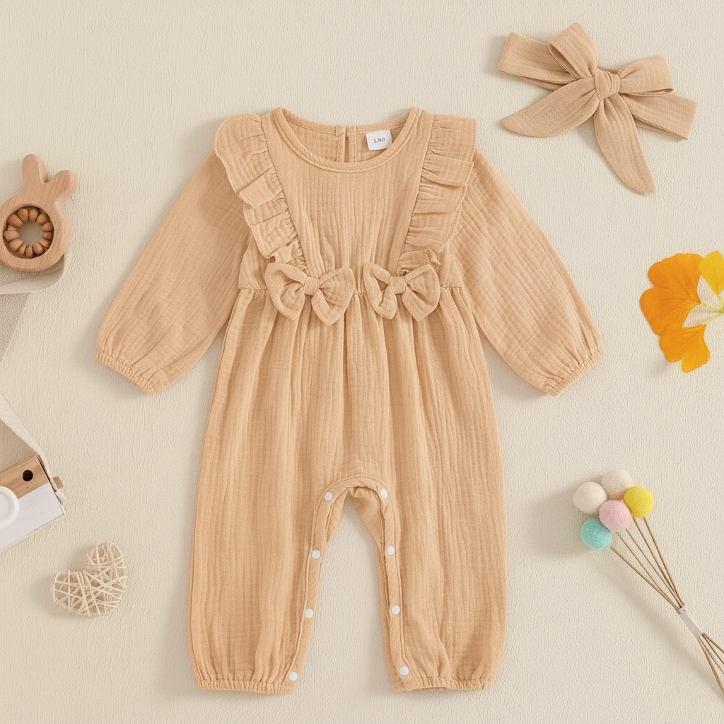 Bambino's Colorful Romper And Bow Set