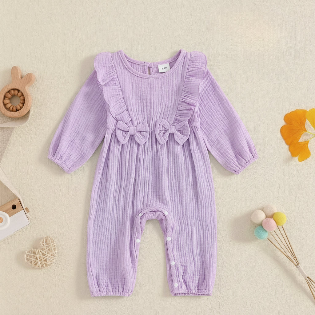 Bambino's Colorful Romper And Bow Set