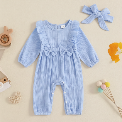 Bambino's Colorful Romper And Bow Set