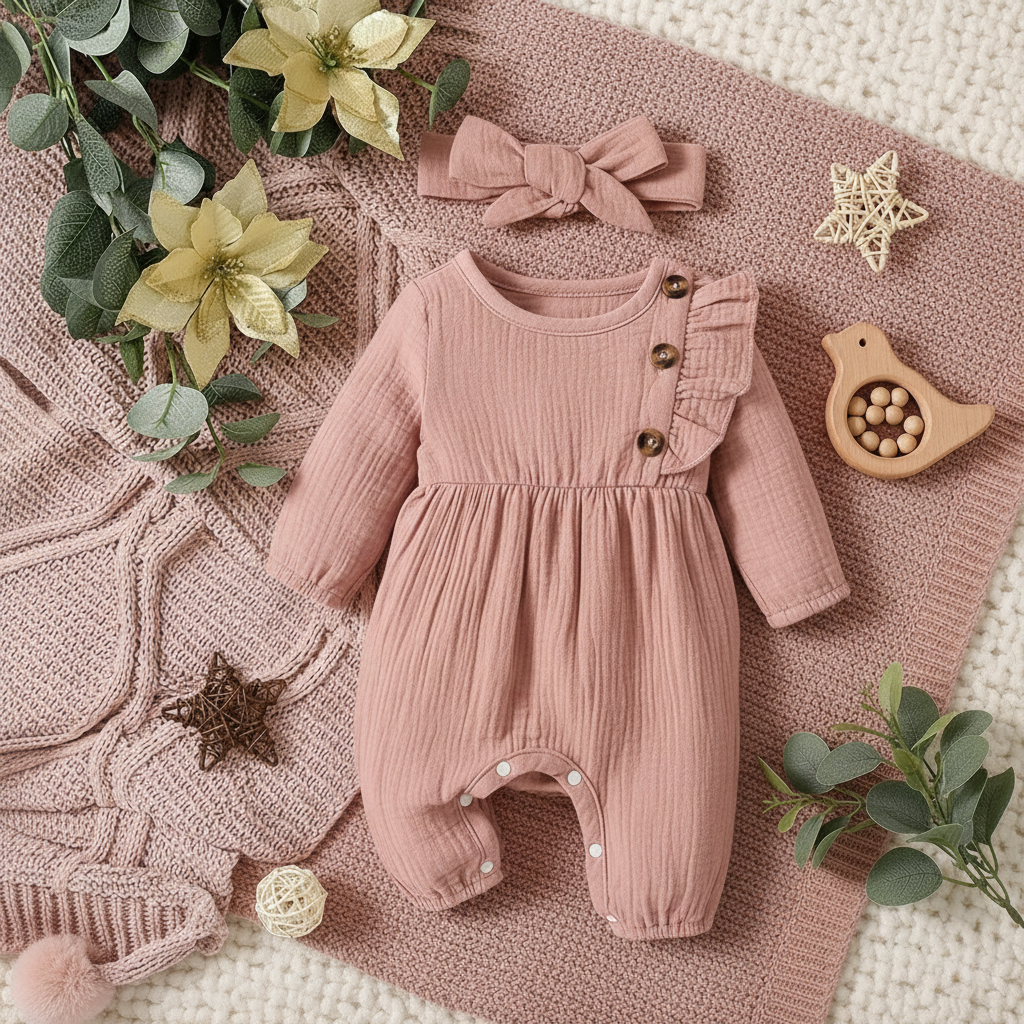 Bambino's Vintage Romper And Bow Set