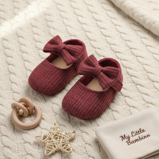 Bambino's Knitted Bow Slippers